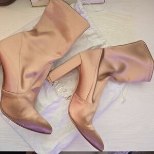 Blush Satin Ankle Boots